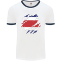 Torn Costa Rica Flag Rican Day Football Mens Ringer T-Shirt White/Navy Blue