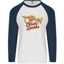 Flugelhorn Music Speaks Where Words Fail Mens L/S Baseball T-Shirt White/Navy Blue