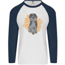 Aussie Doodle Mens L/S Baseball T-Shirt White/Navy Blue