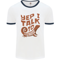 Yep I Talk To Lizards Chameleons Mens Ringer T-Shirt White/Navy Blue