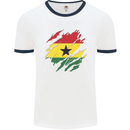 Torn Ghana Flag Ghanaian Day Football Mens Ringer T-Shirt White/Navy Blue