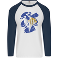 An Angel Fish in the Ocean Mens L/S Baseball T-Shirt White/Navy Blue
