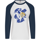 An Angel Fish in the Ocean Mens L/S Baseball T-Shirt White/Navy Blue