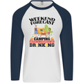 Camping Weekend Forecast Funny Alcohol Beer Mens L/S Baseball T-Shirt White/Navy Blue