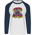 Quad Biking Adrenaline Off Road ATV Biker Mens L/S Baseball T-Shirt White/Navy Blue