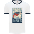 Bearded Dragon Lover USA America Mens Ringer T-Shirt White/Navy Blue