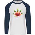 Cannabis Leaf Weed Drugs Marijuana Weed Mens L/S Baseball T-Shirt White/Navy Blue