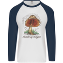 Made of Magic Mushrooms LSD Trippy Mens L/S Baseball T-Shirt White/Navy Blue