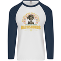 A Dachshund Dog Mens L/S Baseball T-Shirt White/Navy Blue