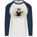 A Viking Man Mens L/S Baseball T-Shirt White/Navy Blue