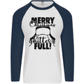 Christmas Movie Shitter's Full Funny Rude Mens L/S Baseball T-Shirt White/Navy Blue