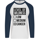 Levels of Wildness Cancer Mens L/S Baseball T-Shirt White/Navy Blue