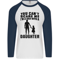 Dad With a Daughter Funny Fathers Day Mens L/S Baseball T-Shirt White/Navy Blue