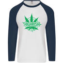 Highrish St. Patrick's Day Weed Drugs Funny Mens L/S Baseball T-Shirt White/Navy Blue