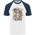 Dungeons & Axolotl Role Play Games RPG Mens S/S Baseball T-Shirt White/Navy Blue