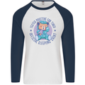 Tested Positive for Tired Teddy Bear Sleeping Mens L/S Baseball T-Shirt White/Navy Blue