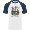 Viking Dream Ship Mens S/S Baseball T-Shirt White/Navy Blue
