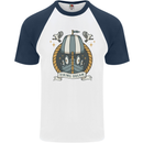 Viking Dream Ship Mens S/S Baseball T-Shirt White/Navy Blue