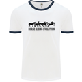 Equestrian Horse Riding Evolution Mens Ringer T-Shirt White/Navy Blue