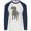 A Coonhound Dog Mens L/S Baseball T-Shirt White/Navy Blue