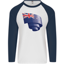 Curled New Zealand Flag Zealander Kiwi Day Mens L/S Baseball T-Shirt White/Navy Blue