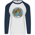 It's Never Too Late Climate Change Mens L/S Baseball T-Shirt White/Navy Blue