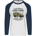 Army Ambulance Military Paramedic Medic Mens L/S Baseball T-Shirt White/Navy Blue