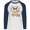 Rhopalocera Butterfies Butterfly Mens L/S Baseball T-Shirt White/Navy Blue