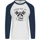 Addicted to Ink Tattoo Artist Mens L/S Baseball T-Shirt White/Navy Blue