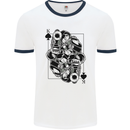 Sniper Card Military Army Special Forces Mens Ringer T-Shirt White/Navy Blue