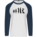 Funny Child to Mother Evolution Mothers Day Mens L/S Baseball T-Shirt White/Navy Blue