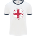 Torn Georgia Flag Georgian Day Football Mens Ringer T-Shirt White/Navy Blue