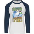 Easily Distracted by Bird Watching Mens L/S Baseball T-Shirt White/Navy Blue