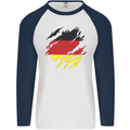 Torn Germany Flag German Day Football Mens L/S Baseball T-Shirt White/Navy Blue