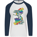 LGBT Surround Yourself Gay Pride Colours Mens L/S Baseball T-Shirt White/Navy Blue