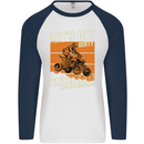 Lets Get Dirty ATV 4X4 Quad Bike Biking Mens L/S Baseball T-Shirt White/Navy Blue