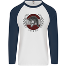 Austria Bodybuilding Flag Gym Training Austrian Mens L/S Baseball T-Shirt White/Navy Blue