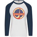 INTERKOSMOS Logo Soviet Space USSR CCCP Mens L/S Baseball T-Shirt White/Navy Blue