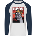 Juicy Rap Music Hip Hop Rapper Mens L/S Baseball T-Shirt White/Navy Blue