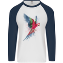 A Colourful Parrot Mens L/S Baseball T-Shirt White/Navy Blue