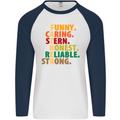 Fathers Day Gift Present For Dad Daddy Mens L/S Baseball T-Shirt White/Navy Blue