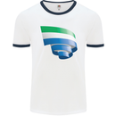 Curled Sierra Leone Flag Leonian Day Football Mens Ringer T-Shirt White/Navy Blue