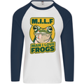 MILF Man I Love Frogs Mens L/S Baseball T-Shirt White/Navy Blue