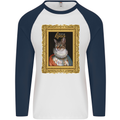 The One True Cat King Funny Mens L/S Baseball T-Shirt White/Navy Blue