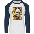 Pick Your Poison Beer Alcohol Skull Skeleton Mens L/S Baseball T-Shirt White/Navy Blue