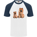 Chow Chows Dog Puppy Mens S/S Baseball T-Shirt White/Navy Blue