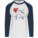Crane Heart Anti Valentines Day Single Funny Mens L/S Baseball T-Shirt White/Navy Blue