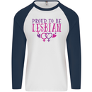 Proud to Be a Lesbian LGBT Gay Pride Awareness Mens L/S Baseball T-Shirt White/Navy Blue