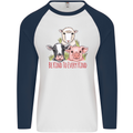 Vegan Kind to Ever Kind Vegetarian Mens L/S Baseball T-Shirt White/Navy Blue