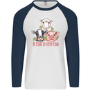 Vegan Kind to Ever Kind Vegetarian Mens L/S Baseball T-Shirt White/Navy Blue